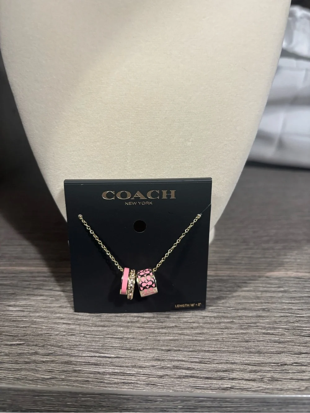 NWT Coach Signature C Enamel Rondell Necklace in gold